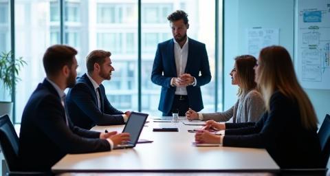 Foireann ÉirTel Designs ag obair ar ghnóthas cumarsáide