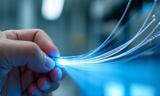 Taighdeoir ag seiceáil cáblaí snáithín optúil